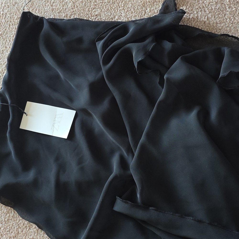 ZARA STRAPLESS LONG SHEER TOP BLACK - Picture 10 of 10